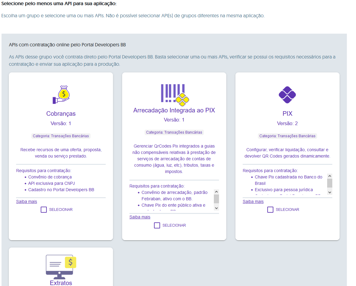 Apis para aplicação cobrança